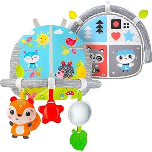BENBAT Car Seat Toys for Babies - Double Sided Rear Facing Carseat Toy with Baby Mirror for Infants Girls and Boys 0+ Month Blue