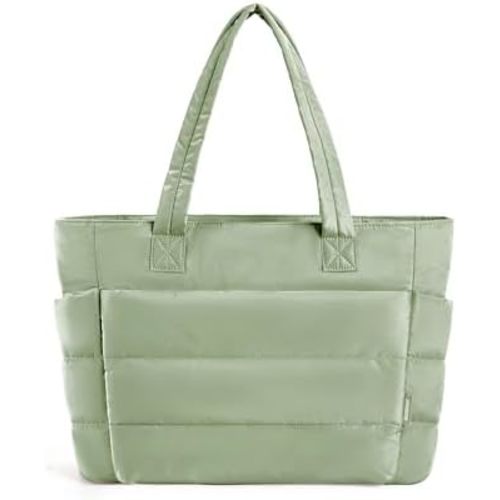 BAGSMART Tote Bag for Women, Lightweight Puffy Tote Bag with Compartments, Quilted Shoulder Bag Handbag for Travel, Work