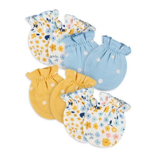 Gerber Baby Girl No Scratch Mittens, 4-Pack (0-3M) - Gerber Baby Girl No Scratch Mittens, 4-Pack (0-3M)