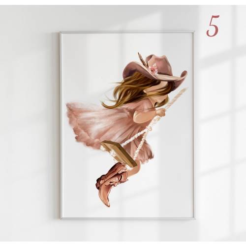 Custom Western Girl Nursery Decor, Coastal Cowgirl Girl Wall Art, Western Aesthetic Nursery Printable Art, Boho Girly Poster, Digital