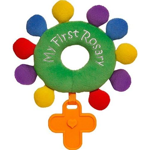Baby Rosary Rattle "My First Rosary" Baptism Gift Plush Ordinary TIME Green