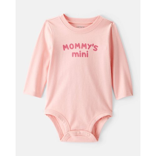 Baby Girl 'Mommy's Mini' Cotton Long-Sleeve Graphic Bodysuit - Pink | Carter's
