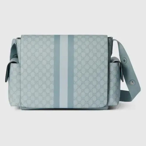 Ophidia Gg Diaper Bag - Dusty Blue Gg Supreme
