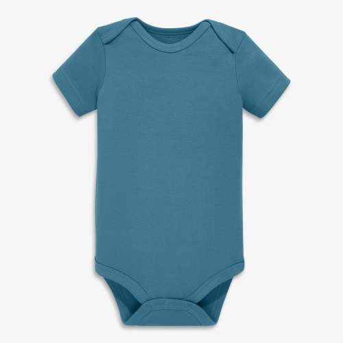 Organic short sleeve babysuit - Slate blue / 3-6