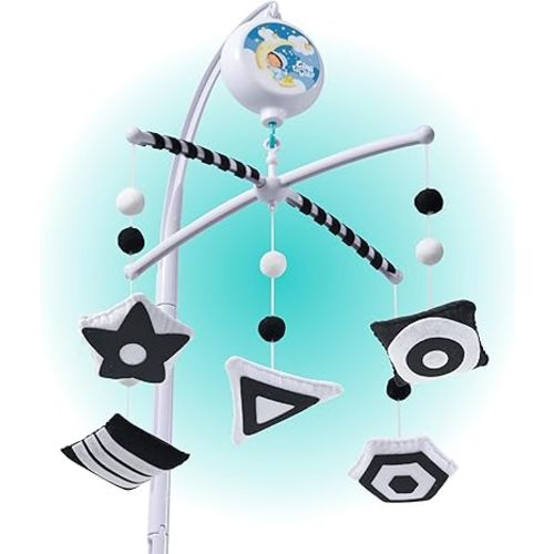 Montessori Mobile Baby for Crib (TINITIGIES) - Black and White Mobile Give Visual Stimulation to Engage Your Newborn - Baby Crib Mobile for Boys & Girls - Baby Mobile for Crib