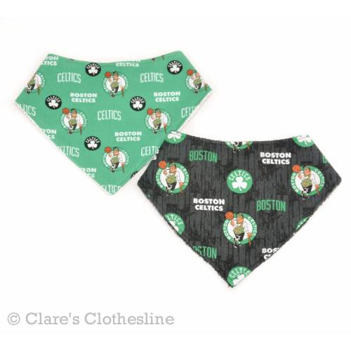 Boston Celtics Bandana Bib | Green and Black Celtics Basketball Drool Bib | Boston Sports Baby Gift | Your Choice of Fabric | Ready to Ship