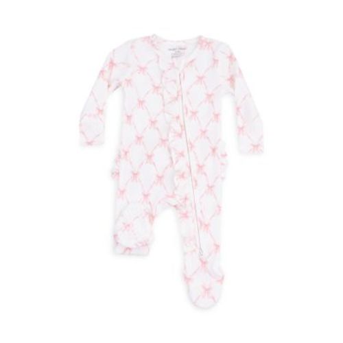Girls' Ribbon Bow Trellis Ruffle Zipper Footie - Baby