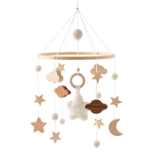 Mini with Case 2 Mount Baby Bed Mobile Baby Wind Chime Mobile Baby Wood With Balls And Clouds Ornament Nursery Hanging Bed Bell Gift For Baby Girls Or Boys Rattle Toy