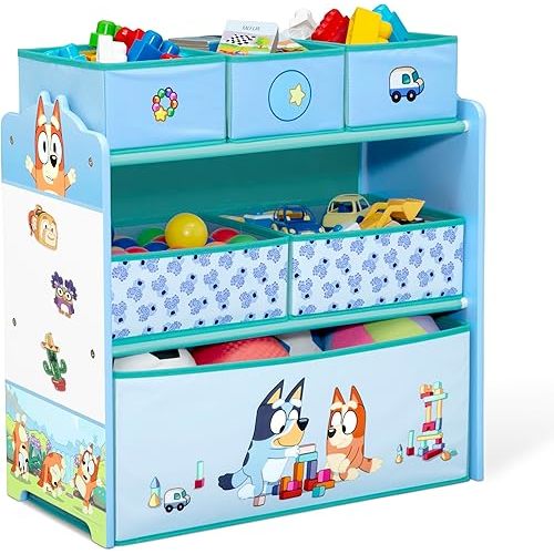 Delta Children - Bluey Design & Store 6 Bin Toy Storage Organizer - Greenguard Gold Certified, Blue