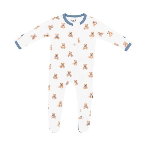 Kyte BABY Baby Boys Newborn-24 Months Bamboo Teddy Bear Print Zip Front Footie
