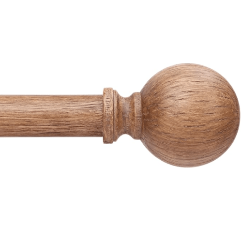 Wood Curtain Rods for Windows 66 to 120 Inch, 1" Diameter Adjustable Rustic Drapery Rod with Modern Faux Wood Grain Finials, Long Heavy Duty Decorative Farmhouse Curtain Pole for Living Room