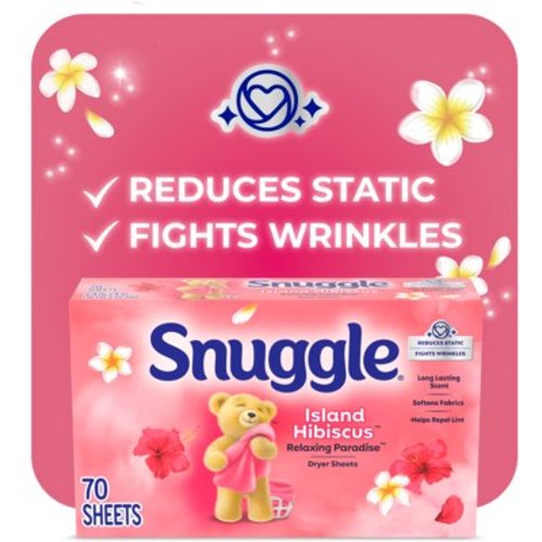 Snuggle Exhilarations Fabric Softener Sheets, Island Hibiscus & Rainflower, 70 Count