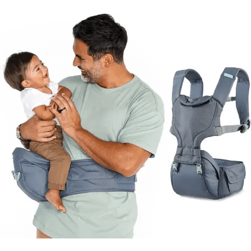 Infantino Hip Rider Plus 5-in-1 Hip Seat Carrier - 2 Easy-to-Use Ergonomic Carriers in 1 for Babies and Toddlers with Storage Pocket