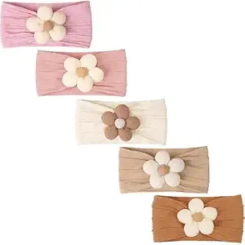 5Pcs Baby Flower Headbands Baby Girl Soft Nylon Headband for Newborn