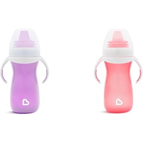 Munchkin Gentle Transition Sippy Cup with Trainer Handles, 10 Ounce, Purple and Pink