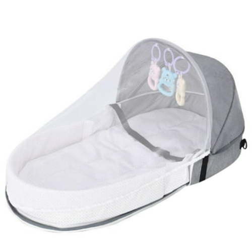 Portable Crib For Baby 0 12 Months Semi Closed Zippered Foldable Crib With Mesh Screen & Hanging Toys Breathable Comfortable Washable Portable Bassinet For Travel Outdoor Portable round Baby Mat for