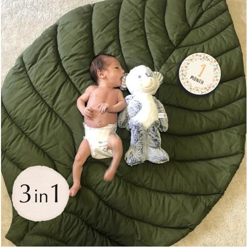 Baby Monthly Milestone Decor For Playroom, Baby Play Mat, Nursery Rug, Woodland Nursery Decor, Birth Announcement Decor, Leaf Rug