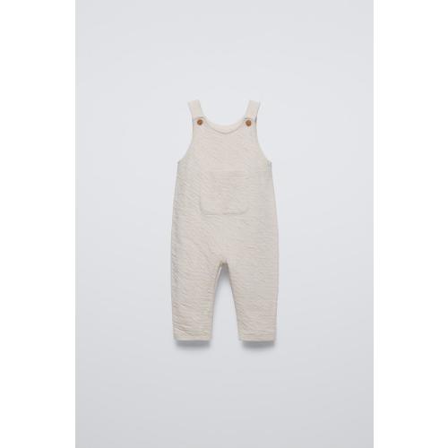 TEXTURED POCKET OVERALLS - Ice | 3-6M