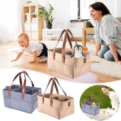 Tyidzon Diaper Caddy Organizer Portable Storage Basket Foldable Storage Bag Portable Lightly Multifunction Changeable Compartments