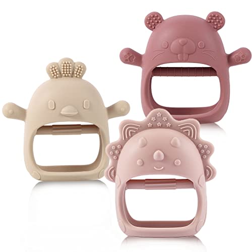 Teethers for Babies 3-6 Months, BPA Free Teething Toys 3-6 Months, Easy-to-Grasp Shapes teether with Soft Texture for Sensory Exploration and Itching Relief Baby Teether
