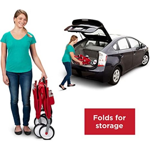 Radio Flyer 3-In-1 EZ Folding, Outdoor Collapsible Wagon for Kids & Cargo, Red Folding Wagon - Canopy