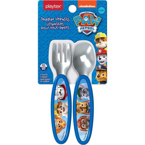 Playtex Mealtime Paw Patrol Utensils for Boys Including 1 Spoon and 1 Fork(Pack of 1)