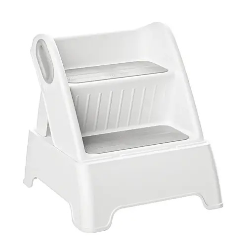Foldable Two Step Stool for Toddlers,Kids stools for Bathroom,Non-Slip with Handles Kids Step Stool for Bathroom Sink,Toilet Bedroom,Potty Training,Kitchen (Gray)
