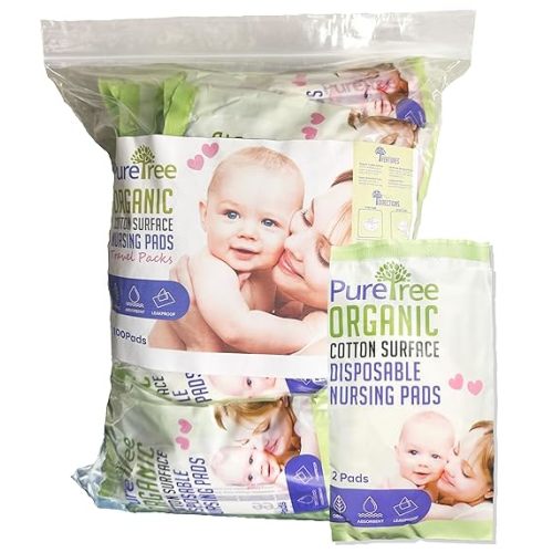 Organic Cotton Disposable Nursing Pads - for Breastfeeding (Travel Packs - 100 Pads)