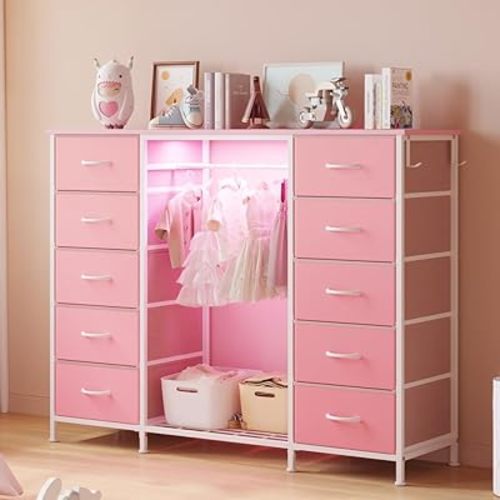 Dresser (10 Drawers & Hanging Rack)