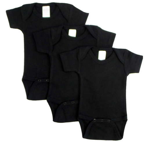 Bambini 100% Cotton Baby Bodysuit & One-Piece, Black, Newborn 0-6 Months, 3-Piece