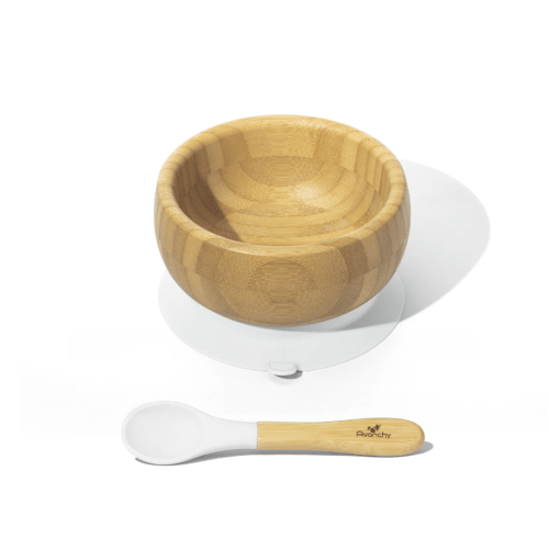Avanchy | Bamboo Baby Bowls - BLW Suction Infant Feeding Bowl + Spoon