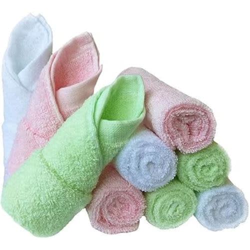 Baby Washcloths 9 Pack - Natural Soft Face Towels, Wipes, Burp Cloths - Absorbent Baby Wash Cloth for Newborn, Infants &Toddlers Essentials, Baby Registry as Shower-10 x10, Multicolor