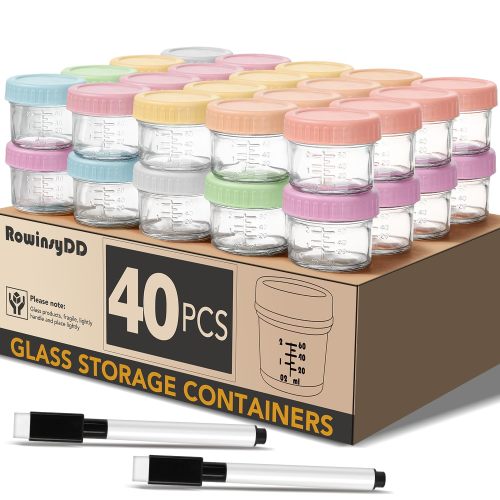 RowinsyDD 40 Pack Glass Baby Food Storage Containers, 4 oz Leakproof Baby Food Jars with Lids, Small Glass Food Containers for Infant Baby, Freezer & Microwave Safe, BPA Free for sale | Las Vegas, NV | Nellis Auction