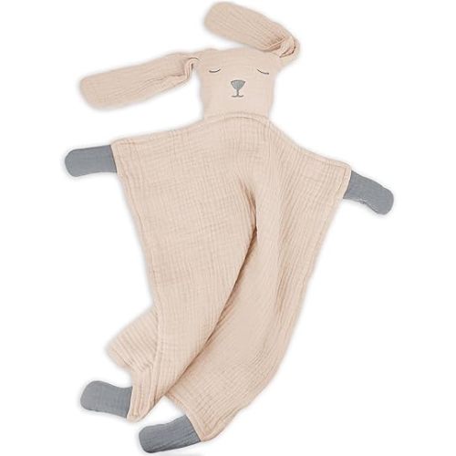 Lulu moon Puppy Security Blanket: Skin-Friendly Muslin Lovey for Travel & Daycare - Snuggle Lovie for Self-Soothe