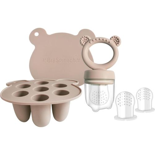 Silicone Baby Food Freezer Tray with Teething Popsicle Molds - Baby Fruit Feeder and Breastmilk Teether Combo