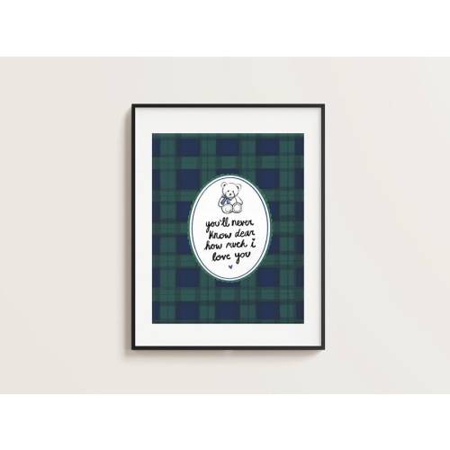 You'll Never Know Dear How Much I Love You Nursery Wall Art, Ralph Lauren Inspired Nursery, Vintage Boy Room, 8 x 10 in