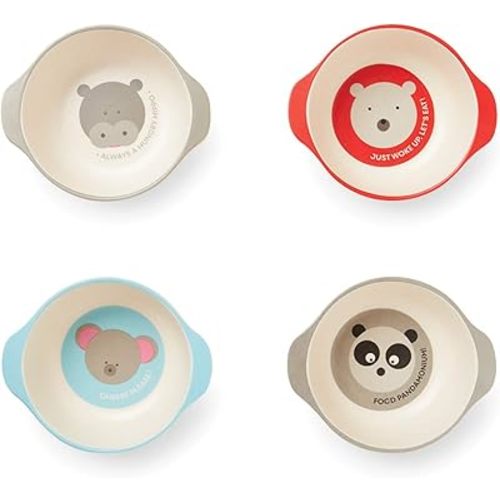 Animal Bamboo Kid's Bowls Multicolor, Set of 4