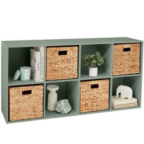 Best Choice Products 8-Cube Bookshelf, 11in Display Storage System, Organizer w/ Removable Back Panels - Sage