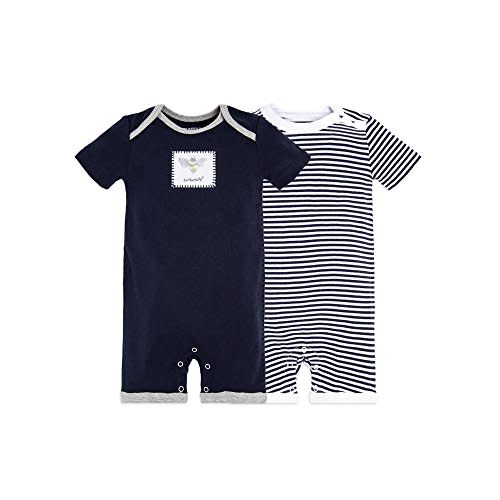 Burt's Bees Baby Baby Boys Short Sleeve Rompers, 100% Organic Cotton One-Piece Coverall and Layette Set
