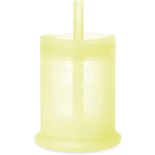 Olababy Silicone Training Cup | Mini Drinking Cup For Babies | 6-12 Months Infant To 12-18 Months Toddler | Convertible To Smoothie Cup With Straw | Must Have Baby Led Weaning Supplies (Lemon)