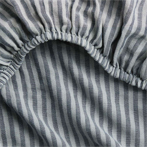 Supersoft Striped Deep Indigo Organic Cotton Gauze Baby Crib Fitted Sheet