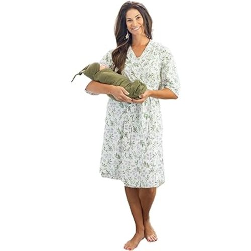 Baby Be Mine Maternity Robe & Swaddle Set – Mommy and Me Hospital Outfits, Labor Delivery Gown, Matching Newborn Hospital Set