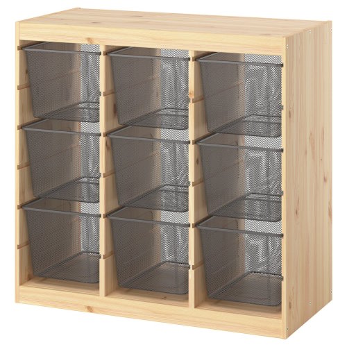 TROFAST Storage combination with boxes - room divider/light white stained pine dark gray 93x44x91 cm (36 5/8x17 3/8x35 7/8 ")