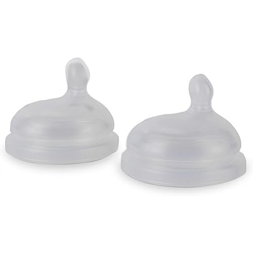 MILK & WATER Anti-Colic Nipples, Set of 2 - Slow Flow (0+ Months) Super Latch Nipple Pack - Mimics Natural Feeding for Easy Transition from Breast to Bottle - BPA-Free, Soft Silicone