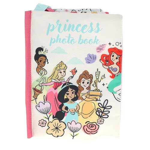 Disney Princess Photo Album with Soft Pages and Crinkle Sounds for Babies and Toddlers – Holds 4x6 Photos and On The Go Strap for Stroller, Car Seat or Crib for Baby