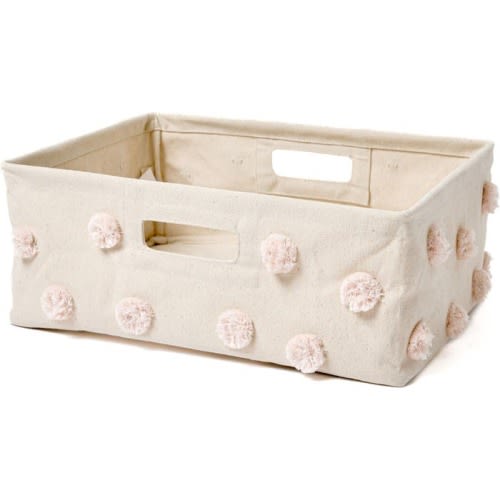 Pehr Hide Away Small Canvas Basket, Small, Blush Pink