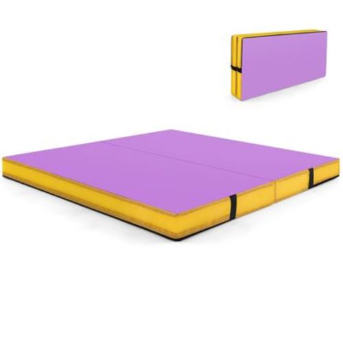 Infans 4'x4'x4" Bi-Folding Gymnastic Tumbling Mat W/Handles Home Gym Yoga MMA Purple