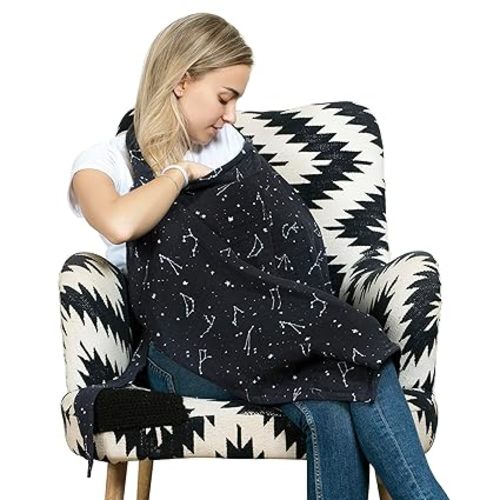 Nursing Cover – Breathable Breastfeeding Cover for Nursing, 360° Nursing Cover Up for Breastfeeding, Privacy Nursing Covers, Nursing Blanket for Breastfeeding – Premium Black