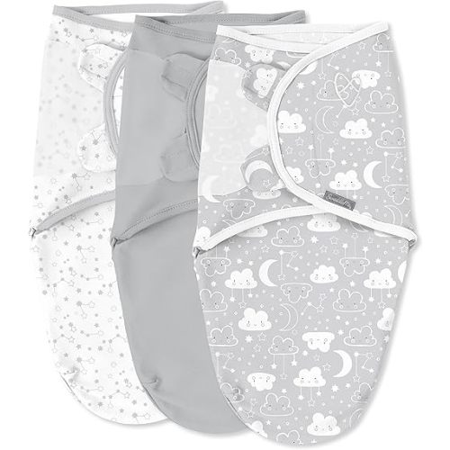 SwaddleMe by Ingenuity Original Swaddle - Size Small/Medium, 0-3 Months, 3-Pack (Starry Night)