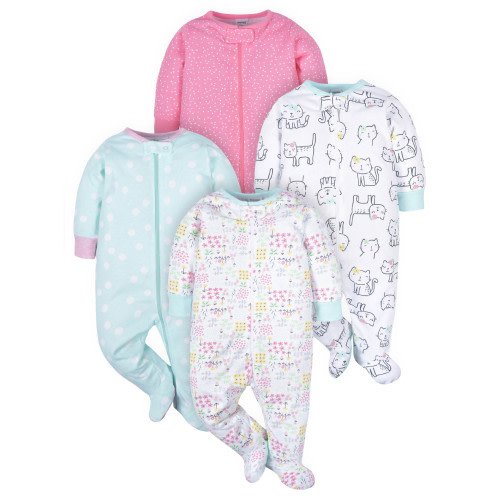 Onesies Brand Baby Girl Sleep 'n Play Footed Pajamas, 4-Pack (Newborn - 6/9M)
